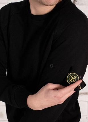 Мужской свитшот stone island черный весенний осенний мужская кофта стон айленд без капюшона с патчем (b)4 фото