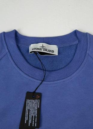 Мужской свитшот stone island фиолетовый весенний осенний кофта без капюшона стон айленд с патчем (b)3 фото