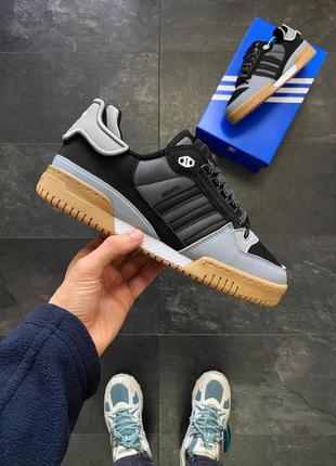 Чоловічі кросівки adidas bad bunny benito чорні шкіряні з сірим адидас бед банні беніто осінні весняні (b)