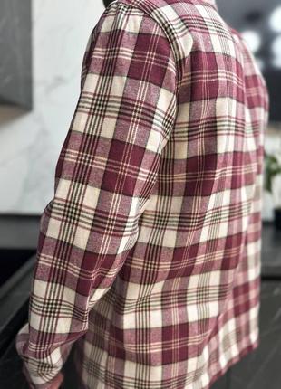 Мужская пижама фланелевая оверсайз красная комплект рубашка и штаны клетчатая (b)8 фото