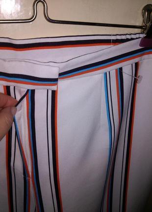 Шикарные,белые брюки в разноцветную полоску,высокая посадка,большого размера,германия2 фото
