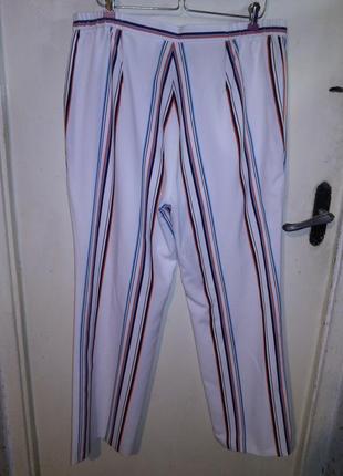Шикарные,белые брюки в разноцветную полоску,высокая посадка,большого размера,германия3 фото