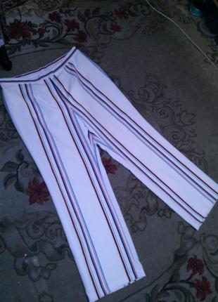 Шикарные,белые брюки в разноцветную полоску,высокая посадка,большого размера,германия5 фото