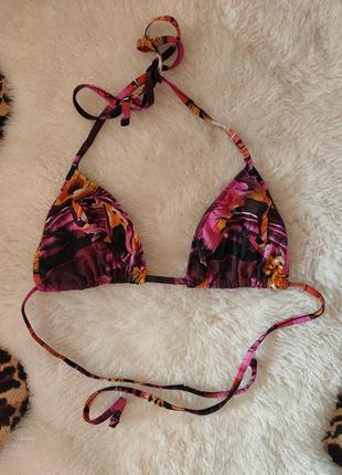 Темный лиф верх от купальника с рюшами на завязках topshop,l размер