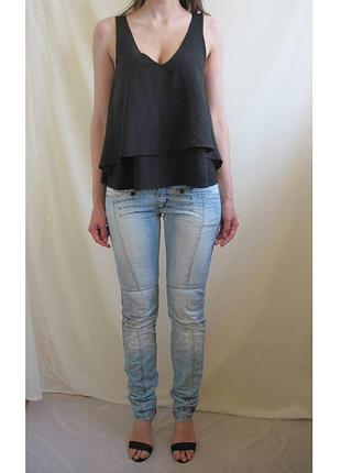 Голубые джинсы прямой крой 9