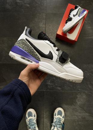 Мужские кроссовки nike air jordan legacy 312 low белые с фиолетовым найк аир джордан кожаные весенние осенние