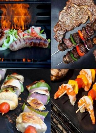 Гриль мат портативний 33 * 40 см bbq grill sheet з антипригарним покриттям5 фото