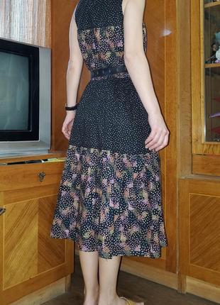 Винтажное платье свободного покроя кроя принт цветы винтаж ретро7 фото