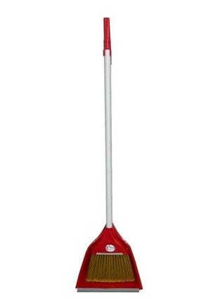 Веник с совком zambak broom с длинной ручкой, для полов, для уборки красный1 фото
