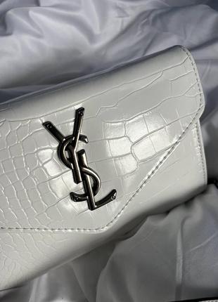 Женская сумка из эко-кожи ysl hobo  ив сен лоран хобо yves saint laurent белого цвета молодежная5 фото