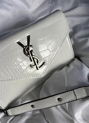 Жіноча сумка з екошкіри ysl hobo ів сен лоран хобо yves saint laurent білого кольору молодіжна8 фото