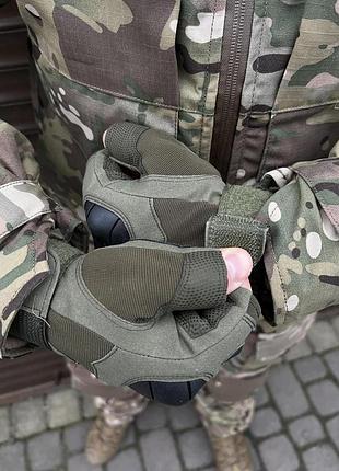 Рукавиці безпалі oakley tactical pro з кісточками, олива