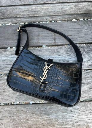 Жіноча сумка з екошкіри ysl hobo black ів сен лоран хобо yves saint laurent чорного кольору молодіжна9 фото