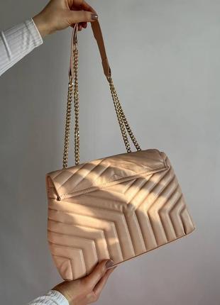 Женская сумка из эко-кожи yves saint laurent 30 gold ив сен лоран розового цвета молодежная, брендовая3 фото