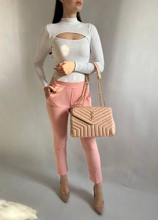 Жіноча сумка з еко-шкіри yves saint laurent 30 goldів сен лоран рожевого кольору молодіжна, брендова сумка через плече7 фото