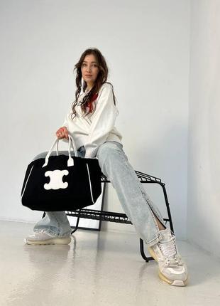 Женская сумка текстильная celine молодежная, брендовая сумка шопер через плечо7 фото