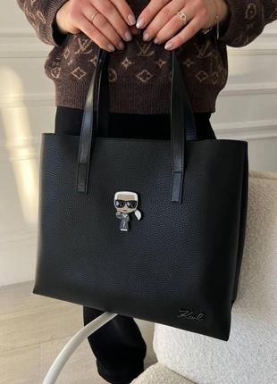 Женская сумка шоппер из эко-кожи карл лагерфельд karl lagerfeld молодежная, брендовая сумка через плечо2 фото