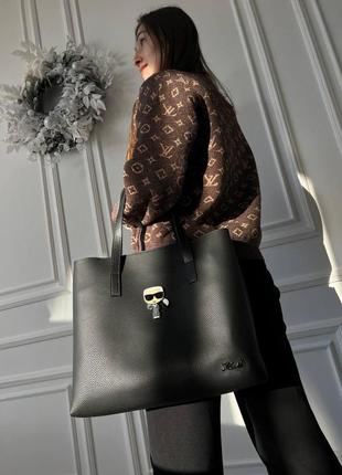 Женская сумка шоппер из эко-кожи карл лагерфельд karl lagerfeld молодежная, брендовая сумка через плечо4 фото