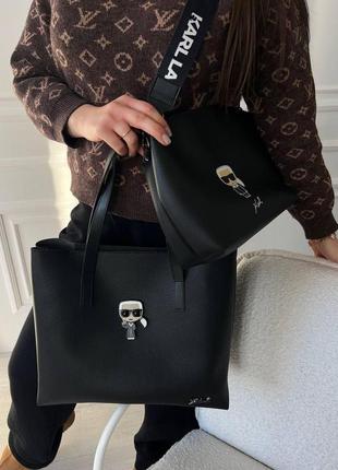 Женская сумка шоппер из эко-кожи карл лагерфельд karl lagerfeld молодежная, брендовая сумка через плечо6 фото