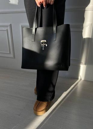Женская сумка шоппер из эко-кожи карл лагерфельд karl lagerfeld молодежная, брендовая сумка через плечо3 фото