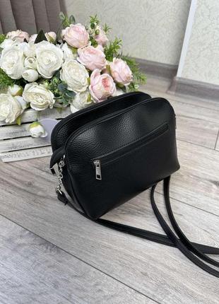 Женская замшевая модная сумка черная маленькая сумочка через плечо2 фото