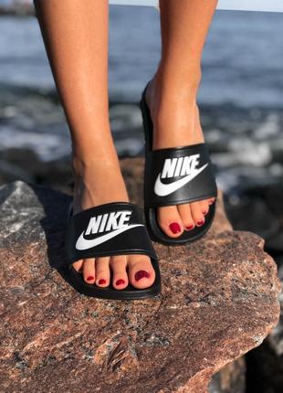 Жіночі літні шлепанці, сланці, шльопки чорні, nike black, жіночі шльопанці, шльопанці-сланці