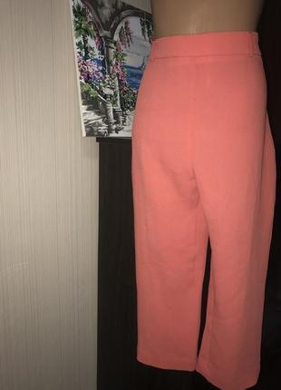 Морквяні помаранчеві капрі укорочені брюки на високій талії