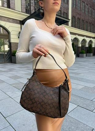 Женская сумка из эко-кожи coach коач молодежная, брендовая сумка-клатч маленькая через плечо8 фото