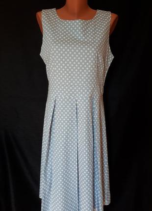 Нежное бледно-голубое платье в белый горошек apricot(размер 10-12)1 фото