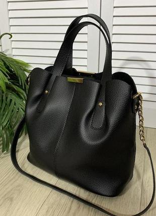 Женская модная вместительная сумка черная  с глитером2 фото