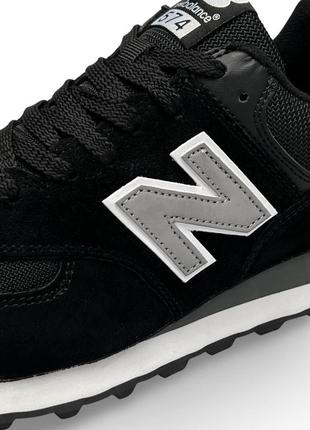 Мужские кроссовки new balance 574 reflective замшевые черные нью беланс 574 весенние осенние (b)8 фото