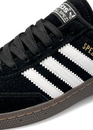 Мужские кроссовки adidas spezial замшевые черные с белым адидас спешл весенние осенние (b)7 фото