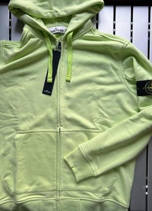 Чоловіча кофта stone island жовта весняна осіння зіп худи стон айленд на блискавці з патчем (b)