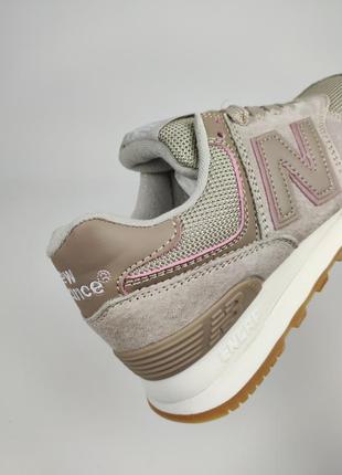 Женские кроссовки new balance 574 beige pink3 фото