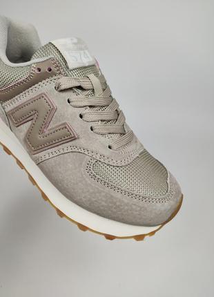 Женские кроссовки new balance 574 beige pink2 фото