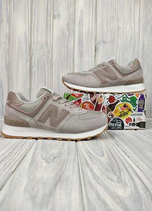 Женские кроссовки new balance 574 beige pink7 фото