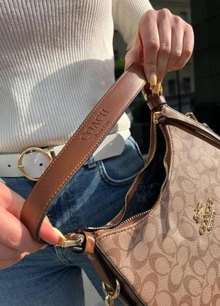 Женская сумка из эко-кожи coach коач молодежная, брендовая сумка-клатч маленькая через плечо8 фото