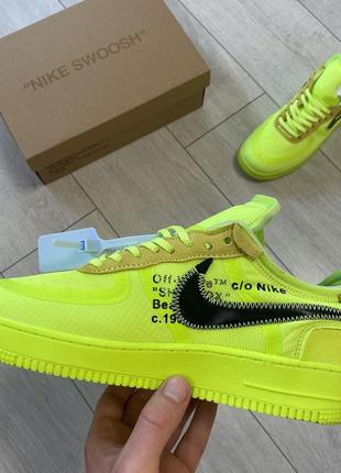 💛💚nike air force💚💛мужские кроссовки найк аир форс демисезон, кросівки найк форс офф вайт зелені7 фото