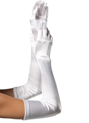 Довгі рукавички leg avenue extra long satin gloves white1 фото