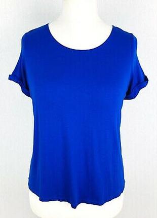 Яркая блуза с плиссированной спинкой/короткий рукав/цвет синий кобальт