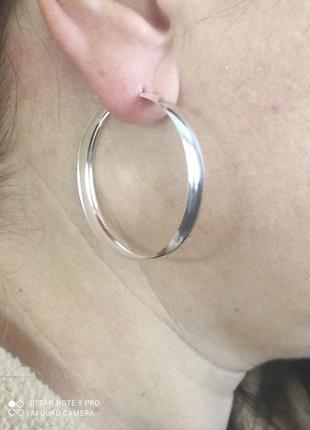 Серебряные серьги-кольца "конго" д-40 мм