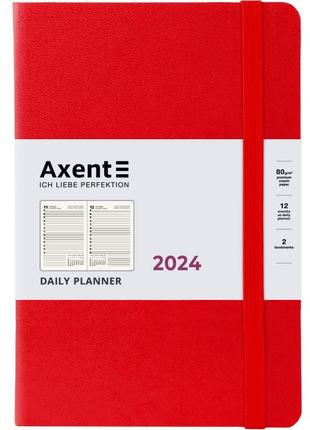 Щоденник датований 2024 рік, 145*210 мм, червоний, 92 аркушів axent partner strong