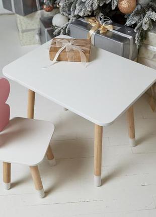 Білий прямокутний столик та стільчик дитячий рожевий метелик з білим сидінням. білий дитячий столик7 фото