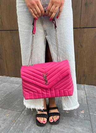 Женская сумка из эко-кожи yves saint laurent 30 silver ив сен лоран розового цвета молодежная, брендовая8 фото