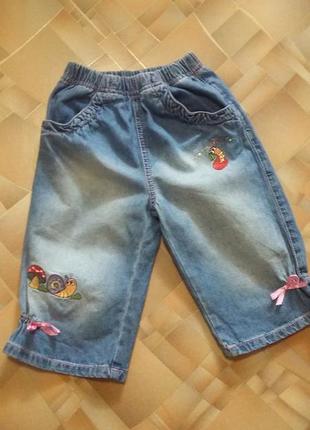 Джинсові бриджі gloria jeans з вишивкою на дівчинку 110 - 116 см