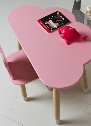 Дитячий столик хмарка і стільчик ведмежа рожевий. столик для ігор, занять, їжі2 фото