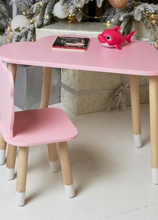 Дитячий столик хмарка і стільчик ведмежа рожевий. столик для ігор, занять, їжі6 фото