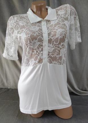 Футболка з комірцем та ажурним верхом, xl, польша, eldar