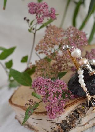 Підвіска - лялечка з натуральних перлів на ланцюжку "мері поппінс"2 фото