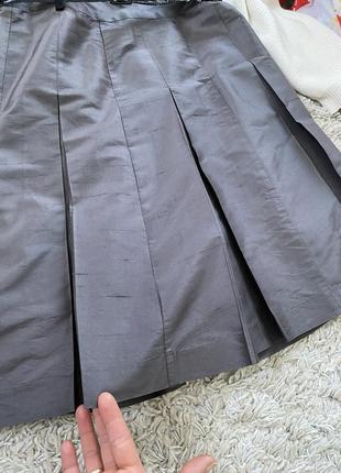 Шикарная шелковая юбка плиссировка/крупная складка миди ,caroll,p.363 фото